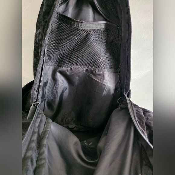 Victorias Secret Pink Logo Velvet Large Campus Backpack Bookbag Black Full Size - Picture 8 of 14